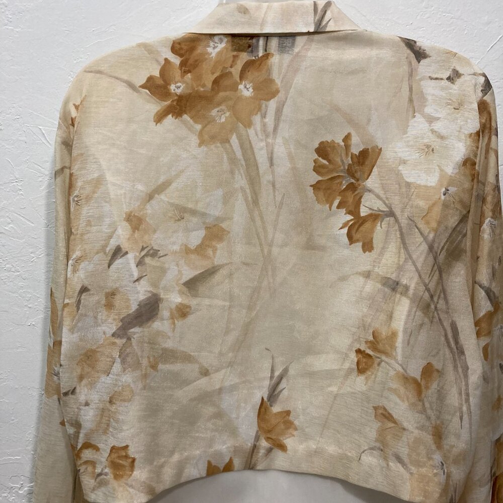Vintage Y2K BETSY's THINGs Button Down Crop Shirt Top Sheer Floral 14 - Picture 5 of 11